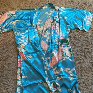Blue Floral Kimono Robe